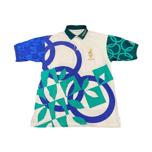 Hanes Other - Vintage 1996 Atlanta Olympics AOP Volunteer Hanes Polo M Made in USA Colorblock‎